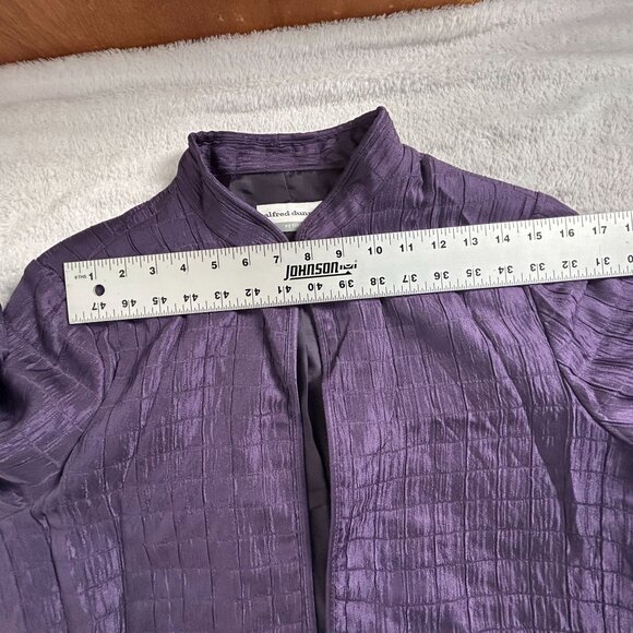 Alfred Dunner Petite Womens Purple Textured Open Front Blazer Jacket 12P Lined - Picture 5 of 7